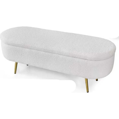 Panca contenitore de tejido teddy blanco 122x41x47
