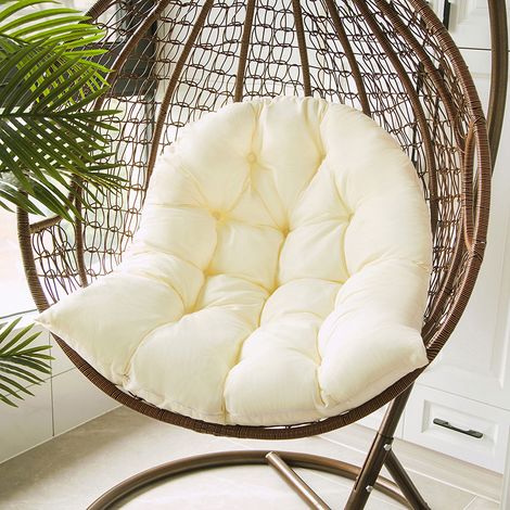 Coussin suspendu pour chaise hamac ou balançoire – Housse amovible et lavable, rembourrage moelleux, couleur beige, idéal pour intérieur et extérieur