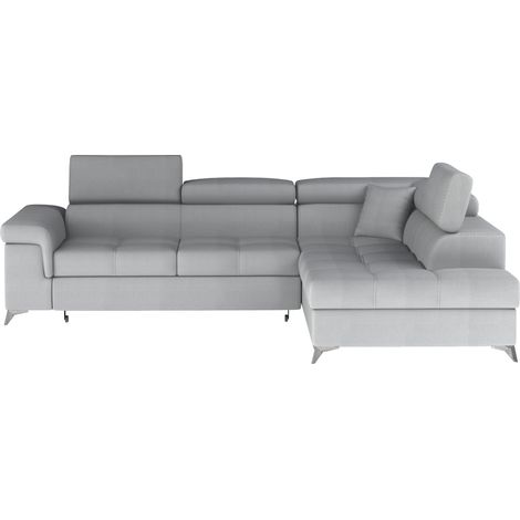 Canapé d'angle convertible PALAZZO 4 places gris clair – angle droit avec 1 coussin (1/5)