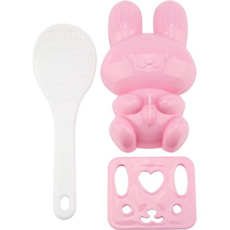 Cryfokt Cartoon Rabbit Sushi Rice Mold, Easy Onigiri Making Tool for Kids, Food Grade PP (PINK) (1/4)