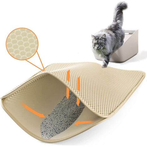 Grand Tapis Litiere Chat 75 x 55cm Tapis pour Bac à Litière pour Chats EVA Double Couche Tapis Sortie de Litiere Chat Imperméable/Résistance à l'Urine Facile à Nettoyer (1/5)