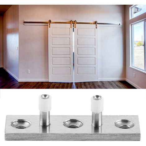 Manilla de rodillo para puerta corredera, [Guía de puerta rústica], manilla de doble rodillo fabricada en acero inoxidable 304 para puertas de granero, guía de suelo silenciosa (1/5)