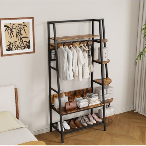 Appendiabiti da terra con 3 mensole metallo legno OKMYHOME (1/5)