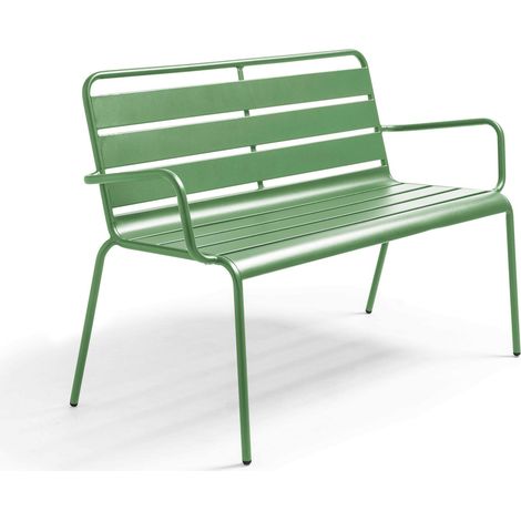 Banc de jardin en métal vert cactus - Palavas