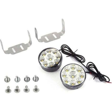 Pack de de 2 ampoules rondes universelles super blanches 12 V , XU,9-SMD LED pour feux de circulation diurnes et feux de brouillard - KZQ (1/4)