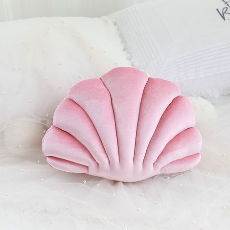 Oreiller Décoratif Forme Coquillage - Velours Doux - 34 x 25 cm - Pour Canapé Lit Chaise - 1 Pièce (1/5)