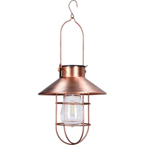 Suspension solaire, structure décorative en fer, lanterne LED rétro pour l'extérieur, idéale pour le jardin, la cour ou la véranda. (1/5)