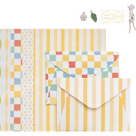 1 ensemble comprenant du papier à lettres et une enveloppe. Papier à lettres : 25 cm × 17,6 cm, enveloppe : 18 cm × 13 cm (1/5)