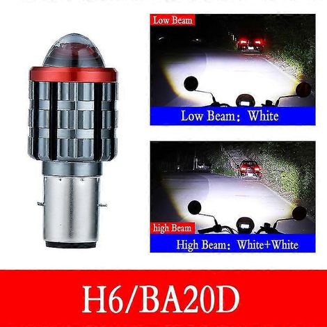 1 ampoule de phare de moto H4 Ba20d 9003 HB2 H6 à faisceau haut/bas LED blanc/jaune 12-80 V - H6 blanc (1/4)