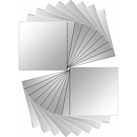 [NIEMALS VERWENDET] Set mit 18 Stück Spiegelfliesen Aufkleber Spiegel Wandspiegelaufkleber für Wanddekoration Silber 15 x 15 cm (1/4)