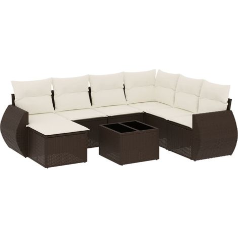 Maison Exclusive - Set Divani da Giardino 8 pz con Cuscini Marrone in Polyrattan (1/5)