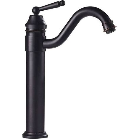 Retro Black Tall Basin Faucet 360° Swivel Basin Mixer Bathroom Faucet Bath Mixer Faucet Brass (1/2)