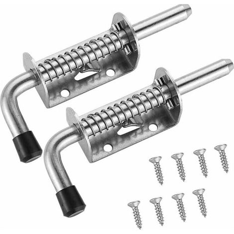 - 2 loquets de porte de garage, loquet de portail, loquet à ressort pour abri de jardin, loquet en acier inoxydable 304, portes coulissantes, portails 128 mm-Crezuo (1/5)