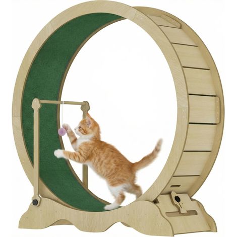 Roue d'Exercice Spacieuse Silencieuse pour Chat 115 cm, Piste Moquettée Amovible & Balle Jouet pour Chat, Parfaite pour Appartement, Salon & Chambre, Couleur Naturelle (1/5)