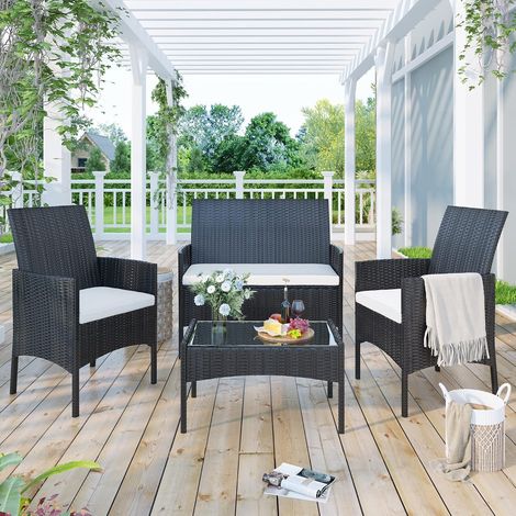 Rattan garden furniture set with table and chairs for patio, pool, outdoor space, balcony (1/5)