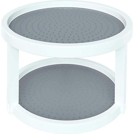 Tourne Disque Organisateur - 2 Niveaux - Diamètre 25 cm - Rotation 360° - Surface Anti-dérapante - Pour Placard Cuisine ou Salle de Bain - 1 Pièce