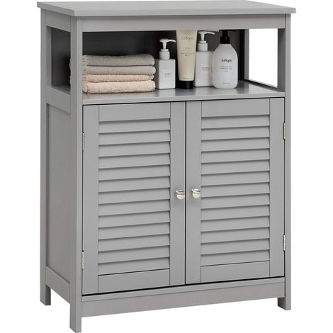 Costway – Meuble de rangement salle de bain MDF 60x30,5x80 cm – Placard 2 portes à volets – Étagère intérieure réglable – Anti-basculement (1/5)