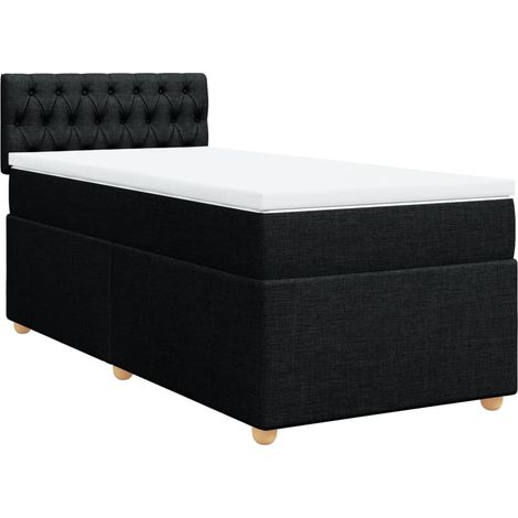 Lit simple Lit adulte Sommier à lattes de lit et matelas Noir 80x200 cm Tissu (1/5)