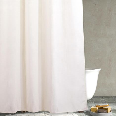 Rideau de douche gaufré ivoire : Rideau de douche en tissu texturé résistant pour salle de bain Rideau de bain en polyester épais hydrofuge et lavable 183 x 183 cm (1/5)
