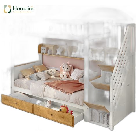 Bettgestell und MDF 254 x 95 x 170 cm aus Massivholz weiß HOMAIRE (1/5)