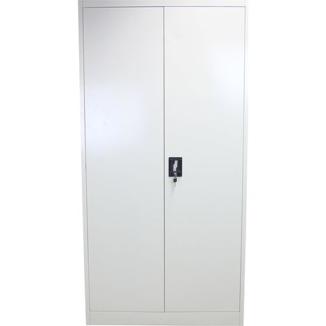 MonsterShop - Armadietto Grigio Chiaro in Metallo Solido per Casa e Ufficio con 2 Porte e 4 Piani Regolabili 180cm x 90cm x 40cm