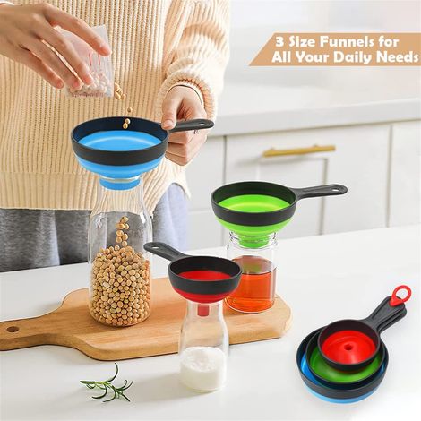 Entonnoir Cuisine - Entonnoir En Silicone Alimentaire Pliable - Pour Bouteilles Jars Confitures Huile - Lot De 3 (1/5)