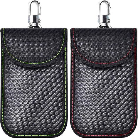 Pochette Etui Anti RFID cle Voiture, Lot de 2 Signal Blocage Signal Sac De Faraday (1/5)