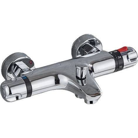Robinet de baignoire thermostatique, mitigeur mural, Chrome B (1/2)