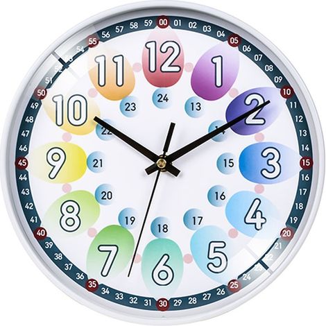 Horloge murale éducative pour enfants, multicolore, 30 cm, silencieuse, apprendre à lire l'heure, déco chambre enfant (1/2)
