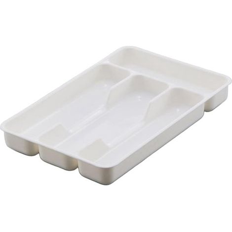 Besteckschubladen-Organizer – Schubladeneinteiler – Küchenorganisation – 4 Fächer – 27 cm – Weiß (1/5)