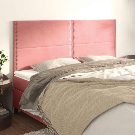 vidaXL Cabecero de cama rosa 160x5x118/128 cm Terciopelo (1/5)