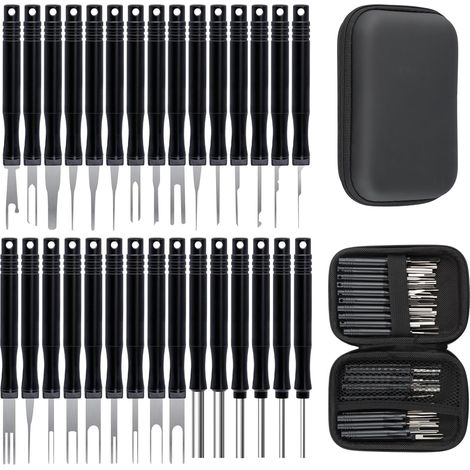 36 Pcs Kit Extracteur Pin, Extracteur de Broches Connecteur, Outil de Retrait de Bornes, Kit Extracteur de Cosses, Auto Terminals Enlèvement Outil Set, Terminal Ejector Kit