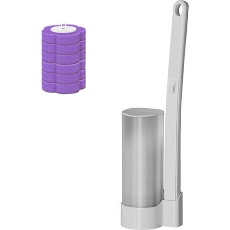 Juego de cepillos de baño reutilizables y cabezales de repuesto (incluye 6 cabezales de repuesto morados). (1/5)