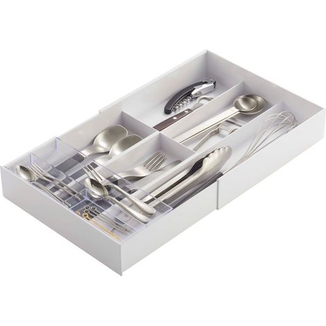 Yamazaki Tower Extended&Slide Portaposate, Acciaio, Bianco, Misura Standard