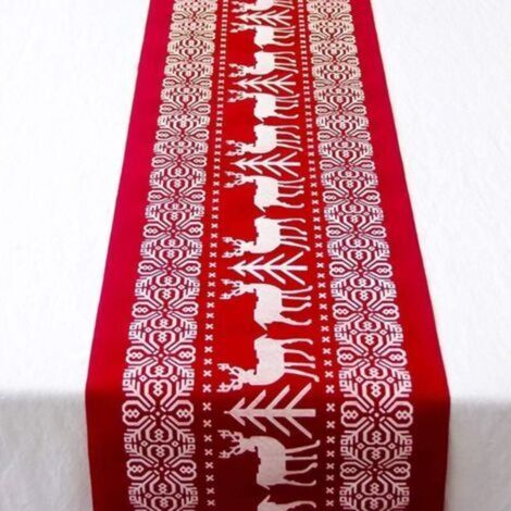 Christmas Table Runner, Cotton and Linen Table Runner, Christmas Table Decoration, Washable Tablecloth for Party, 33 x 183CM, Christmas Tablecloth (1/5)