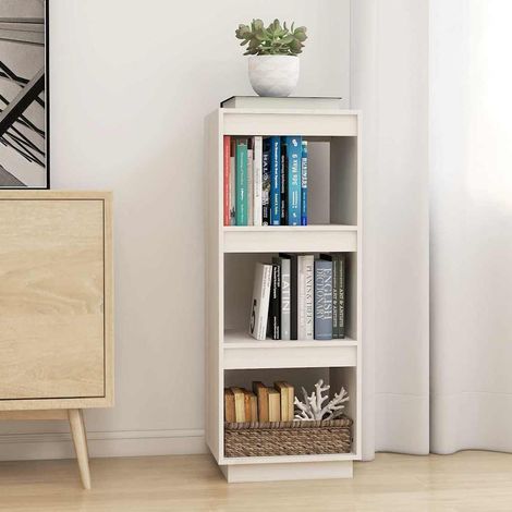 Bibliothèque/Séparateur de pièce Étagère de Rangement - pour Bureau Salon Chambre Cuisine Blanc 40x35x103 cm Pin massif BV652680 - BonneVie (1/5)
