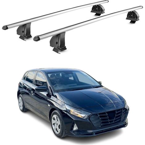 OMAC Barres de toit transversales en aluminium pour Hyundai i20 III 2020-2026 – TÜV / DIN 75302:2019 – Antivol inclus – Charge max 75 kg – 2 barres – Gris (1/5)