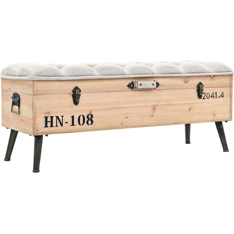 Banc Coffre de rangement - Banquette Pouf 110 cm Bois de sapin massif BV624455 - BonneVie (1/5)