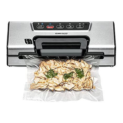 Rommelsbacher VAC 385 - Vakuumatrice in Acciaio Inox da 120W con Portata di 12l/min, Include 10 Buste, 1 Rotolo e Foglio da 30cm (1/4)