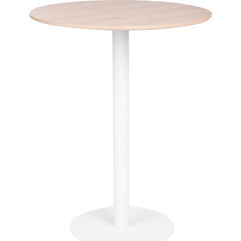 Mesa alta de bar con base de metal y tablero de MDF 80 x 80 cm cocina marrón claro y blanco Morella