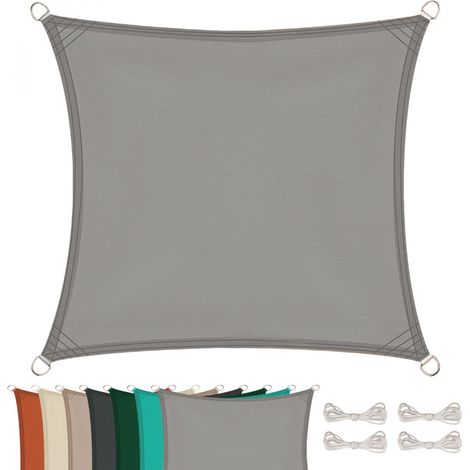 Voile d'ombrage carré pour terrasse, jardin, toile imperméable et résistant UV - 3 x 3 m - Gris - Linxor