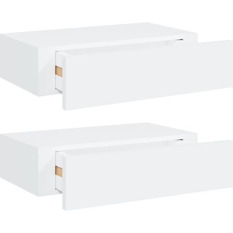 Étagères à tiroirs murales 2 pcs Blanc 40x23,5x10 MDF (1/5)
