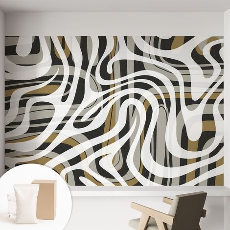 Papier peint avec colle pour décoration moderne de salon chambre à coucher cuisine et bureau Facile Lignes abstraites 152x104 cm (1/5)