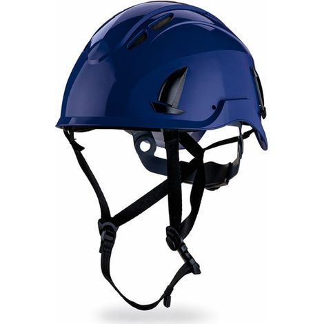 Casco Binorma trabajos altura EN397+EN12492, con barboquejo switch AROS 80670 SAFETOP Azul marino