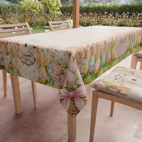 Nappe Anti-Taches Rectangulaire (140 x 240 cm) Couvre-Table de Cuisine, Motif Tutu Bunny, X12 Places, 100% fabriquée en Italie (1/4)