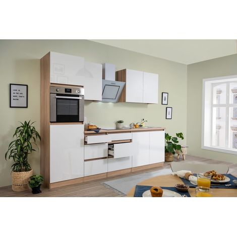 Cuisine Kitchenette sans poignée Chêne blanc Lorena 270 cm Respekta