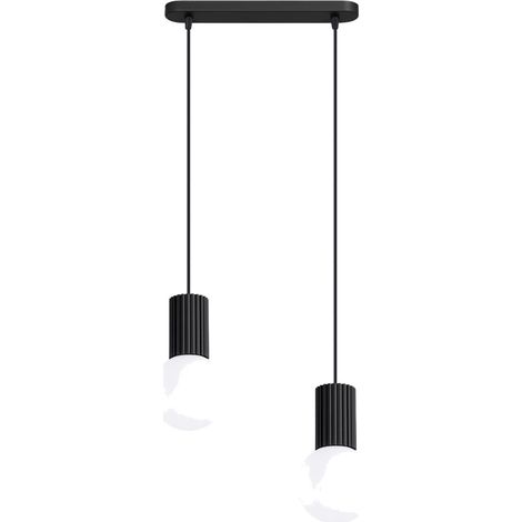 Suspensions Halo aluminium/verre noir 2xG9 33.5cm Sollux (1/5)