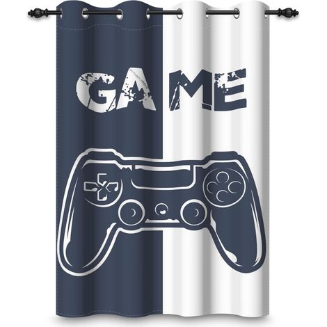 117x229cm Rideau à œillets pour Gamer Enfants Ados Salle Informatique Manette de Jeu Moderne Cloisons Occultantes Rideaux pour fenêtres Garçon Chambre Salle de Jeux Salon,1 Panneau Simple - 117L X 229 (1/5)