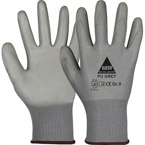 Hase Montagehandschuhe Grau Größe 9, Polyester 10 Stk