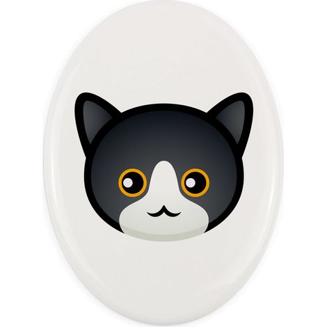 Manx - piastrella in ceramica per tomba con grafica e iscrizione di Art-Dog (1/4)